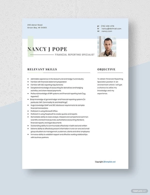 Financial Reporting Specialist Resume