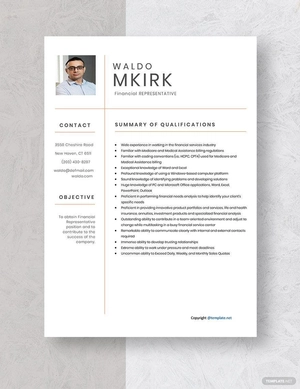 Financial Representative Resume