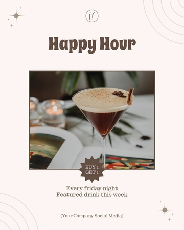 Free Happy Hour Facebook Post Template to Edit Online