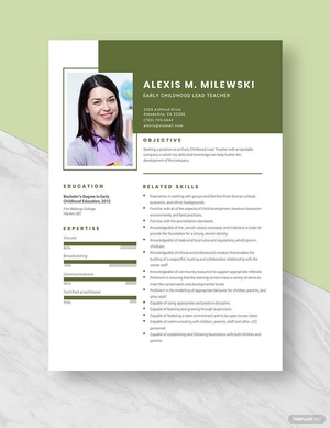 Early Childhood Lead Teacher Resume