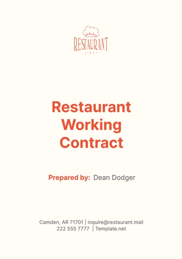 Free Restaurant Working Contract Template to Edit Online