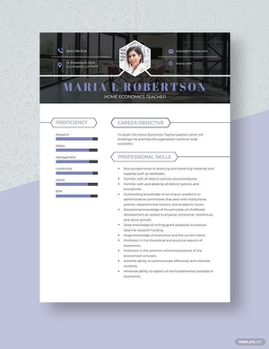 Home Economics Teacher Resume
