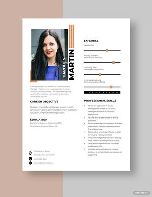 Financial Service Manager Resume