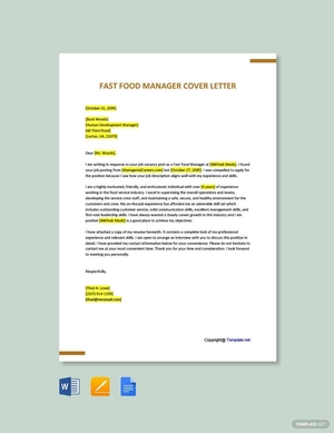 Fast Food Manager Cover Letter
