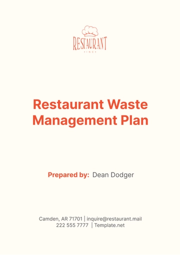 Free Restaurant Waste Management Plan Template to Edit Online