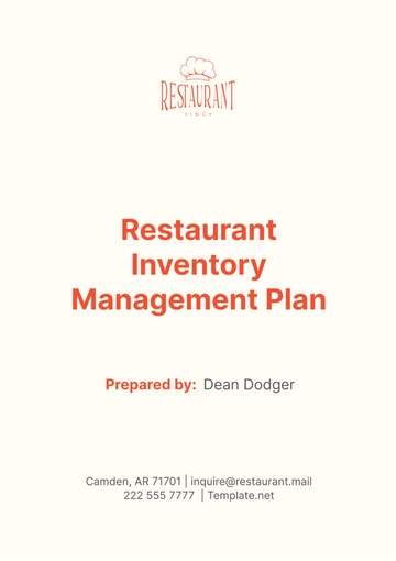 Free Restaurant Inventory Management Plan Template to Edit Online