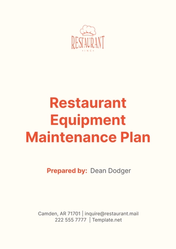 Free Restaurant Equipment Maintenance Plan Template to Edit Online