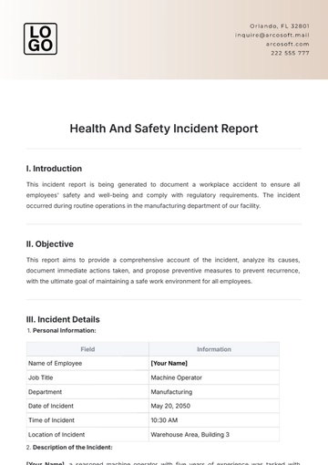 Free Health And Safety Incident Report Template to Edit Online