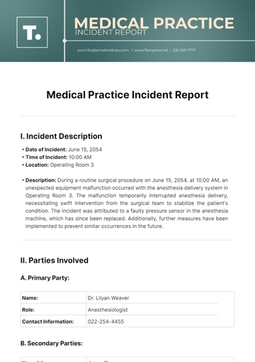 Free Medical Practice Incident Report Template to Edit Online