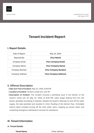 Free Tenant Incident Report Template to Edit Online