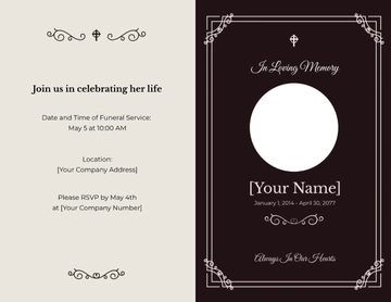 Free Minimalist Obituary Brochure Template to Edit Online