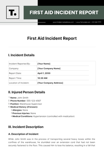 Free First Aid Incident Report Template to Edit Online