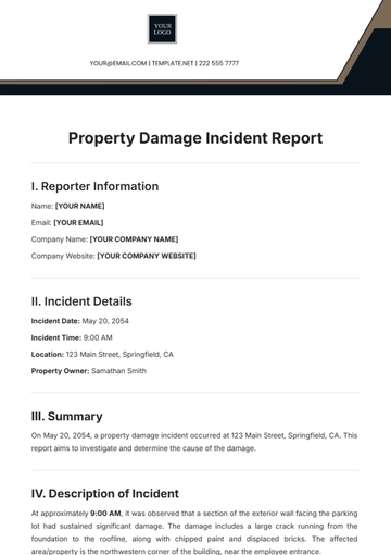 Free Property Damage Incident Report Template to Edit Online