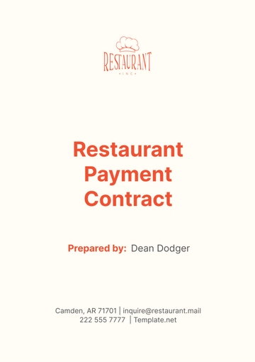 Free Restaurant Payment Contract Template to Edit Online