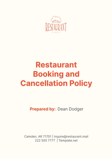 Free Restaurant Booking and Cancellation Policy Template to Edit Online