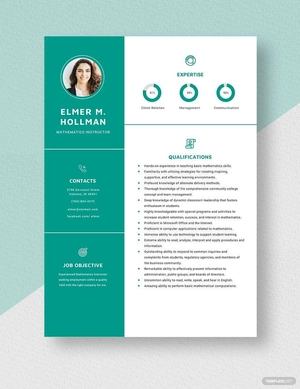 Mathematics Instructor Resume