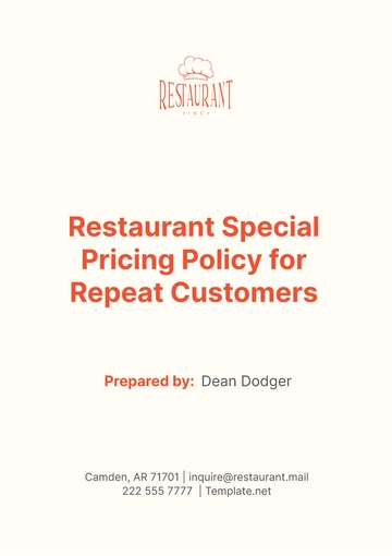 Free Restaurant Special Pricing Policy for Repeat Customers Template to Edit Online