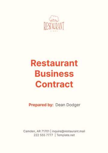 Free Restaurant Business Contract Template to Edit Online