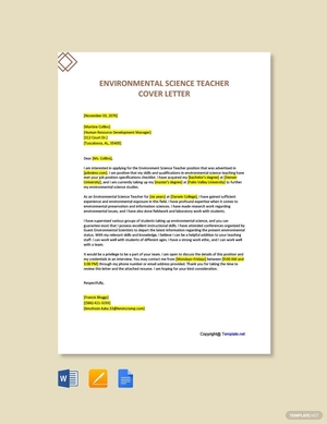 Environmental Science Teacher Cover Letter