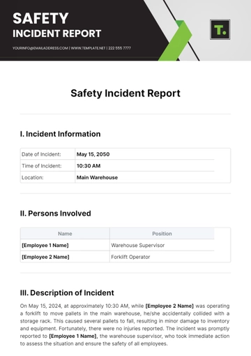Free Safety Incident Report Template to Edit Online