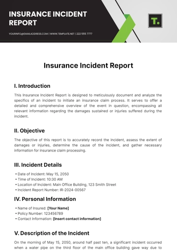 Free Insurance Incident Report Template to Edit Online