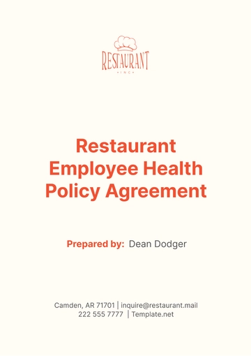 Free Restaurant Employee Health Policy Agreement Template to Edit Online