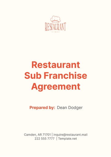 Free Restaurant Sub Franchise Agreement Template to Edit Online