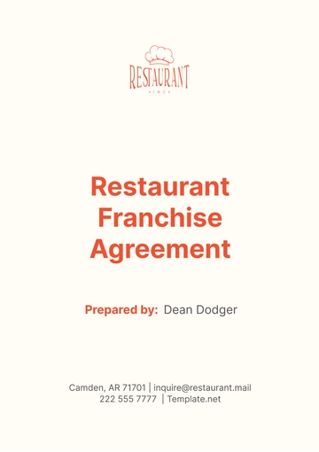 Free Restaurant Franchise Agreement Template to Edit Online
