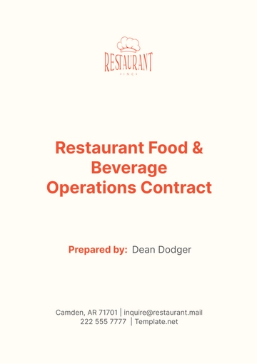 Free Restaurant Food & Beverage Operations Contract Template to Edit Online