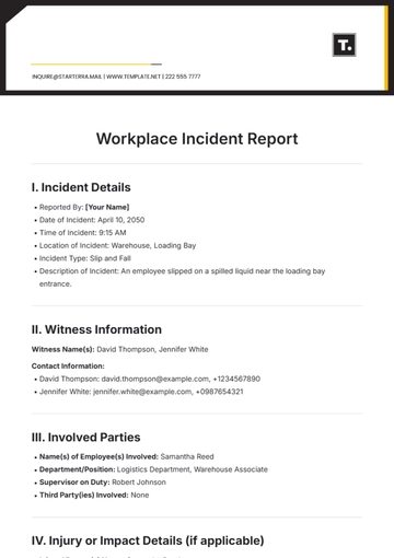 Free Workplace Incident Report Template to Edit Online