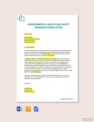 Environmental Health And Safety Manager Cover Letter