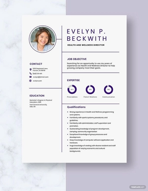 Health And Wellness Director Resume