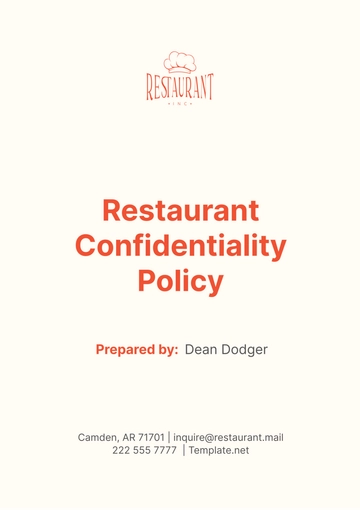 Free Restaurant Confidentiality Policy Template to Edit Online