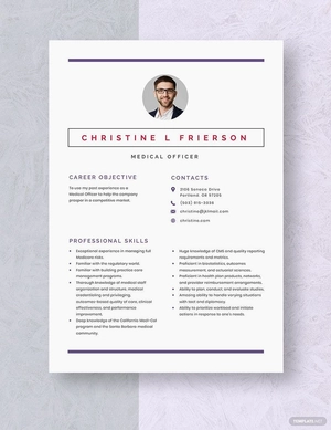 Medical Officer Resume