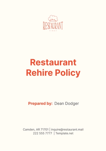 Free Restaurant Rehire Policy Template to Edit Online
