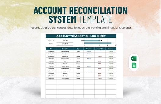 Account Transaction Log Sheet Template