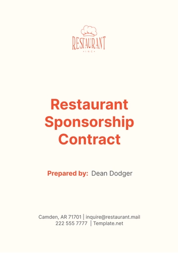 Free Restaurant Sponsorship Contract Template to Edit Online