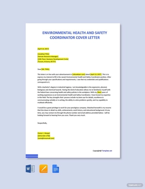Environmental Health And Safety Coordinator Cover Letter