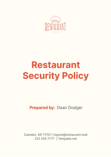 Free Restaurant Security Policy Template to Edit Online