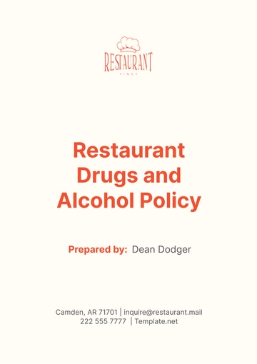 Free Restaurant Drugs and Alcohol Policy Template to Edit Online