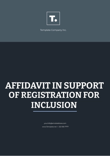 Free Affidavit In Support Of Registration For Inclusion Template to Edit Online