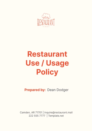Free Restaurant Use / Usage Policy Template to Edit Online