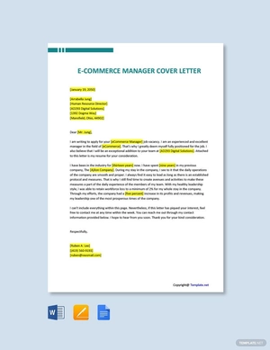 E Commerce Manager Cover Letter