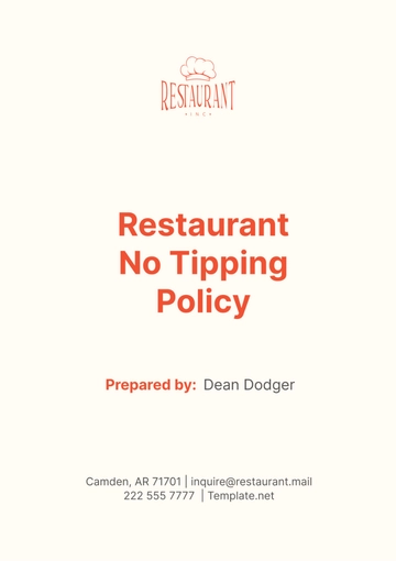 Free Restaurant No Tipping Policy Template to Edit Online