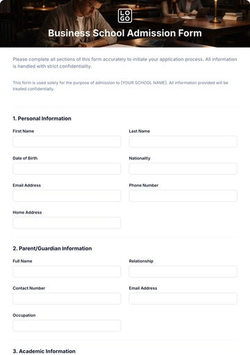 Free Business School Admission Form Template & AI Maker