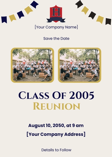 Free Class Reunion Save the Date Card Template to Edit Online