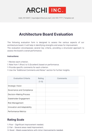 Free Architecture Board Evaluation Template to Edit Online