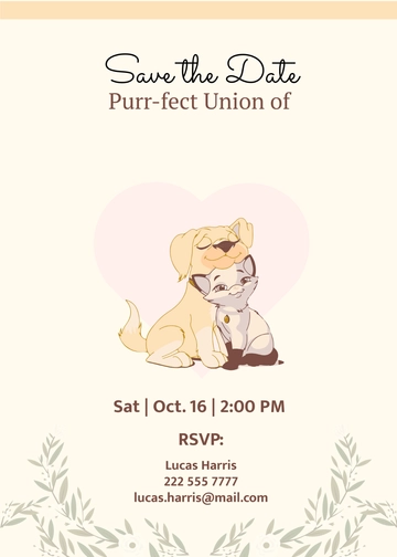 Free Pet Wedding Save the Date Invitation Template to Edit Online