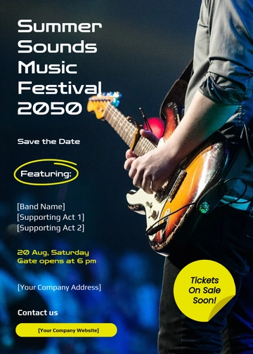 Free Simple Save the Date Concert Flyer Template to Edit Online