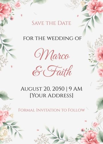 Free Bouquet Save the Date Card to Edit Online